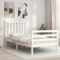 vidaXL Estructura de cama con cabecero madera maciza blanco vidaXL Estructura de cama con cabecero madera maciza blanco