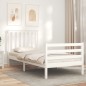 vidaXL Estructura de cama con cabecero madera maciza blanco vidaXL Estructura de cama con cabecero madera maciza blanco