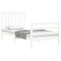 vidaXL Estructura de cama con cabecero madera maciza blanco vidaXL Estructura de cama con cabecero madera maciza blanco