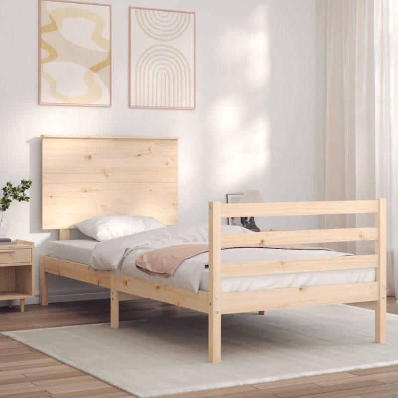 vidaXL Estructura de cama con cabecero madera maciza vidaXL Estructura de cama con cabecero madera maciza