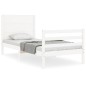 vidaXL Estructura de cama con cabecero madera maciza blanco 100x200 cm vidaXL Estructura de cama con cabecero madera maciza blanco 100x200 cm