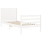 vidaXL Estructura de cama con cabecero madera maciza blanco 100x200 cm vidaXL Estructura de cama con cabecero madera maciza blanco 100x200 cm