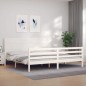 vidaXL Estructura cama de matrimonio con cabecero madera maciza blanco vidaXL Estructura cama de matrimonio con cabecero madera maciza blanco