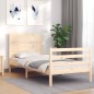 vidaXL Estructura de cama individual con cabecero madera maciza vidaXL Estructura de cama individual con cabecero madera maciza