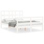vidaXL Estructura cama de matrimonio con cabecero madera maciza blanco vidaXL Estructura cama de matrimonio con cabecero madera maciza blanco