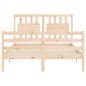 vidaXL Estructura de cama de matrimonio con cabecero madera maciza