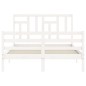 vidaXL Estructura cama de matrimonio con cabecero madera maciza blanco vidaXL Estructura cama de matrimonio con cabecero madera maciza blanco