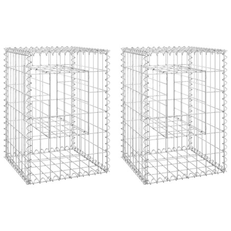 vidaXL Cestas postes de gaviones 2 unidades hierro 40x40x60 cm