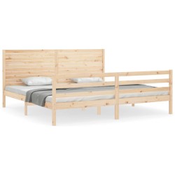 vidaXL Estructura de cama de matrimonio con cabecero madera maciza