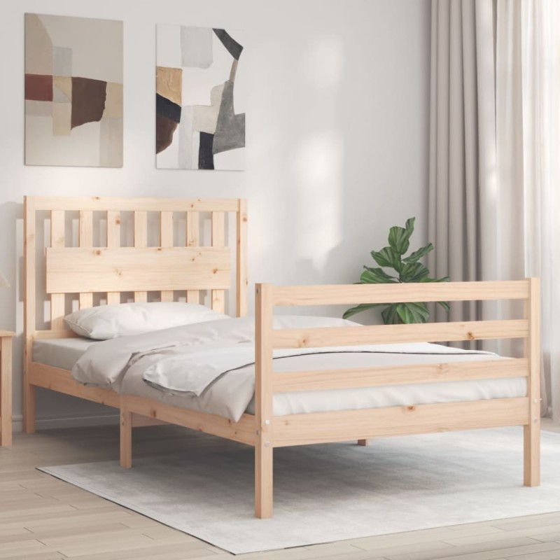 vidaXL Estructura de cama con cabecero madera maciza 100x200 cm vidaXL Estructura de cama con cabecero madera maciza 100x200 cm