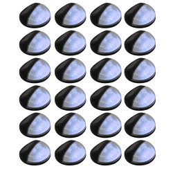 vidaXL Lámparas solares de pared de exterior redondas negro LED 24 uds