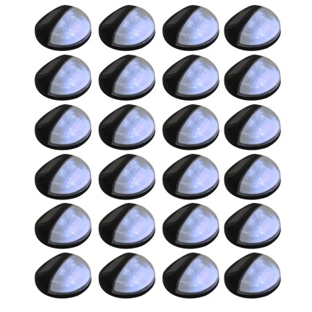 vidaXL Lámparas solares de pared de exterior redondas negro LED 24 uds