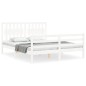 vidaXL Estructura de cama matrimonio con cabecero madera maciza blanco vidaXL Estructura de cama matrimonio con cabecero madera maciza blanco