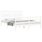 vidaXL Estructura de cama matrimonio con cabecero madera maciza blanco vidaXL Estructura de cama matrimonio con cabecero madera maciza blanco