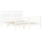 vidaXL Estructura de cama matrimonio con cabecero madera maciza blanco vidaXL Estructura de cama matrimonio con cabecero madera maciza blanco