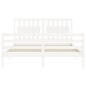 vidaXL Estructura de cama matrimonio con cabecero madera maciza blanco vidaXL Estructura de cama matrimonio con cabecero madera maciza blanco