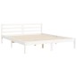 vidaXL Estructura de cama matrimonio con cabecero madera maciza blanco vidaXL Estructura de cama matrimonio con cabecero madera maciza blanco