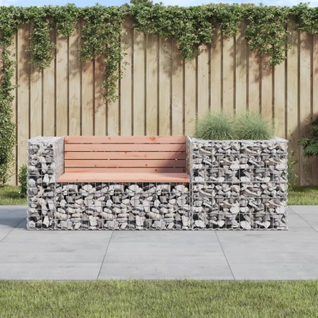 vidaXL Banco de jardín con cesta de gaviones madera abeto Douglas