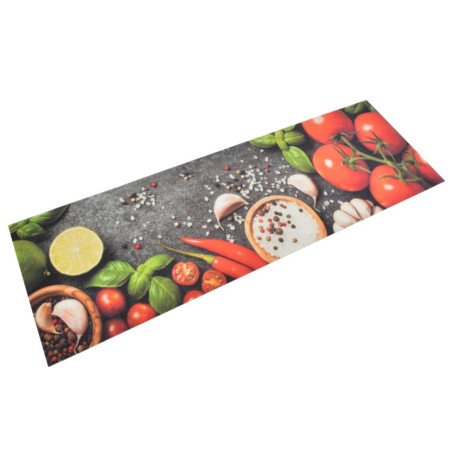 vidaXL Alfombra de cocina lavable terciopelo dibujo verduras 60x180 cm