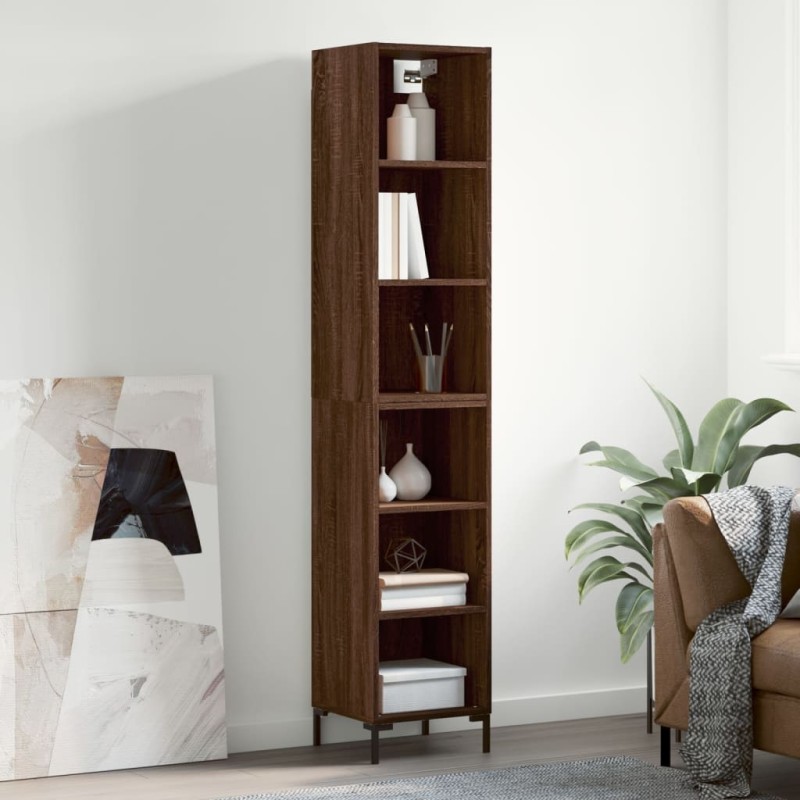 vidaXL Aparador alto madera contrachapada roble marrón 34,5x32,5x180cm vidaXL Aparador alto madera contrachapada roble marrón 34,5x32,5x180cm