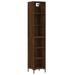 vidaXL Aparador alto madera contrachapada roble marrón 34,5x32,5x180cm
