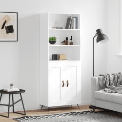 vidaXL Aparador alto madera contrachapada blanco brillo 69,5x34x180 cm