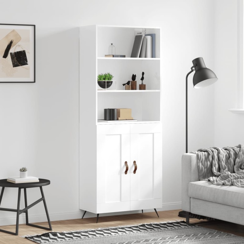 vidaXL Aparador alto madera contrachapada blanco brillo 69,5x34x180 cm vidaXL Aparador alto madera contrachapada blanco brillo 69,5x34x180 cm
