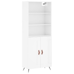 vidaXL Aparador alto madera contrachapada blanco brillo 69,5x34x180 cm