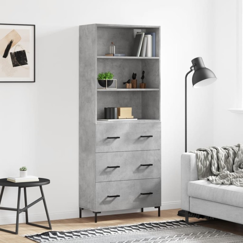 vidaXL Aparador alto madera contrachapada gris hormigón 69,5x34x180 cm vidaXL Aparador alto madera contrachapada gris hormigón 69,5x34x180 cm