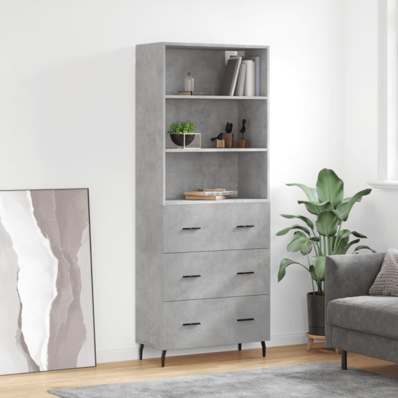 vidaXL Aparador alto madera contrachapada gris hormigón 69,5x34x180 cm vidaXL Aparador alto madera contrachapada gris hormigón 69,5x34x180 cm