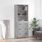 vidaXL Aparador alto madera contrachapada gris hormigón 69,5x34x180 cm vidaXL Aparador alto madera contrachapada gris hormigón 69,5x34x180 cm