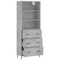 vidaXL Aparador alto madera contrachapada gris hormigón 69,5x34x180 cm vidaXL Aparador alto madera contrachapada gris hormigón 69,5x34x180 cm