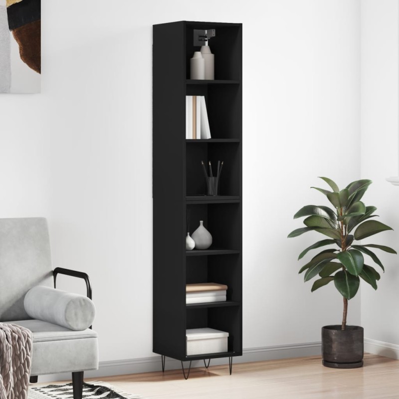 vidaXL Aparador alto madera contrachapada negro 34,5x32,5x180 cm vidaXL Aparador alto madera contrachapada negro 34,5x32,5x180 cm