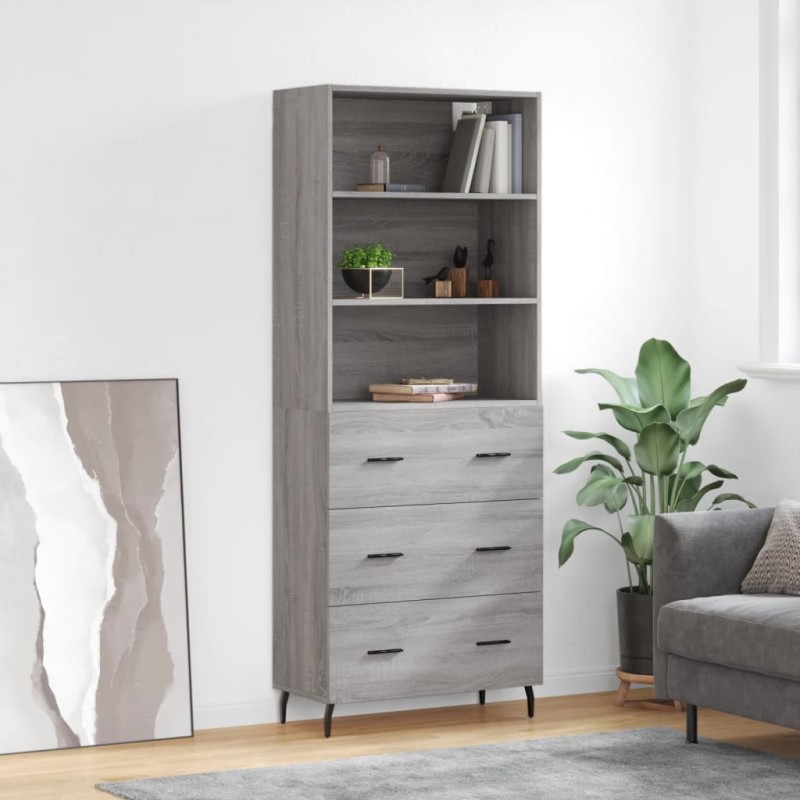 vidaXL Aparador alto madera contrachapada gris sonoma 69,5x34x180 cm vidaXL Aparador alto madera contrachapada gris sonoma 69,5x34x180 cm