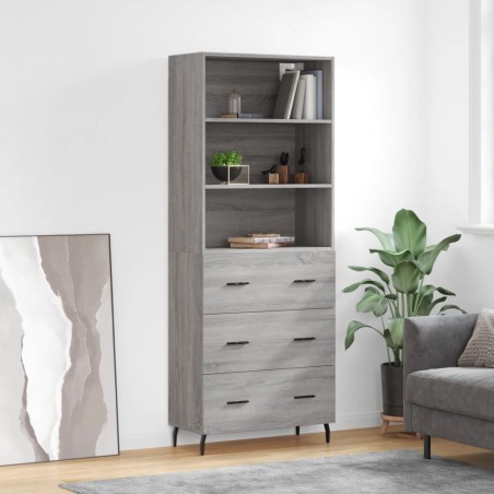 vidaXL Aparador alto madera contrachapada gris sonoma 69,5x34x180 cm