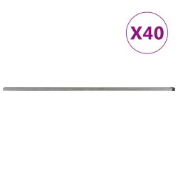 vidaXL Postes de valla de jardín 40 uds acero plateado 220 cm