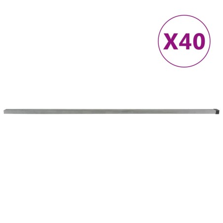 vidaXL Postes de valla de jardín 40 uds acero plateado 220 cm