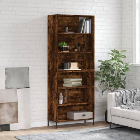 vidaXL Aparador alto madera ingeniería roble ahumado 69,5x32,5x180 cm