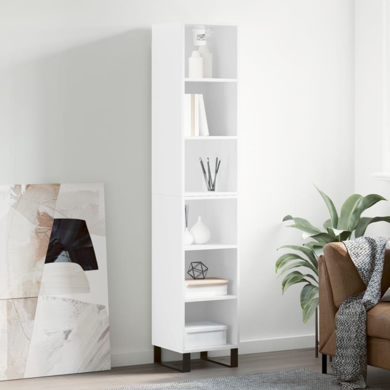 vidaXL Aparador alto contrachapada blanco brillante 34,5x32,5x180 cm vidaXL Aparador alto contrachapada blanco brillante 34,5x32,5x180 cm