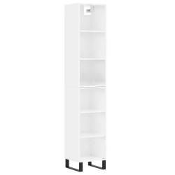 vidaXL Aparador alto contrachapada blanco brillante 34,5x32,5x180 cm