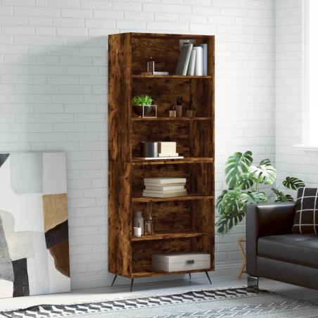 vidaXL Aparador alto madera ingeniería roble ahumado 69,5x32,5x180 cm