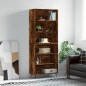 vidaXL Aparador alto madera ingeniería roble ahumado 69,5x32,5x180 cm