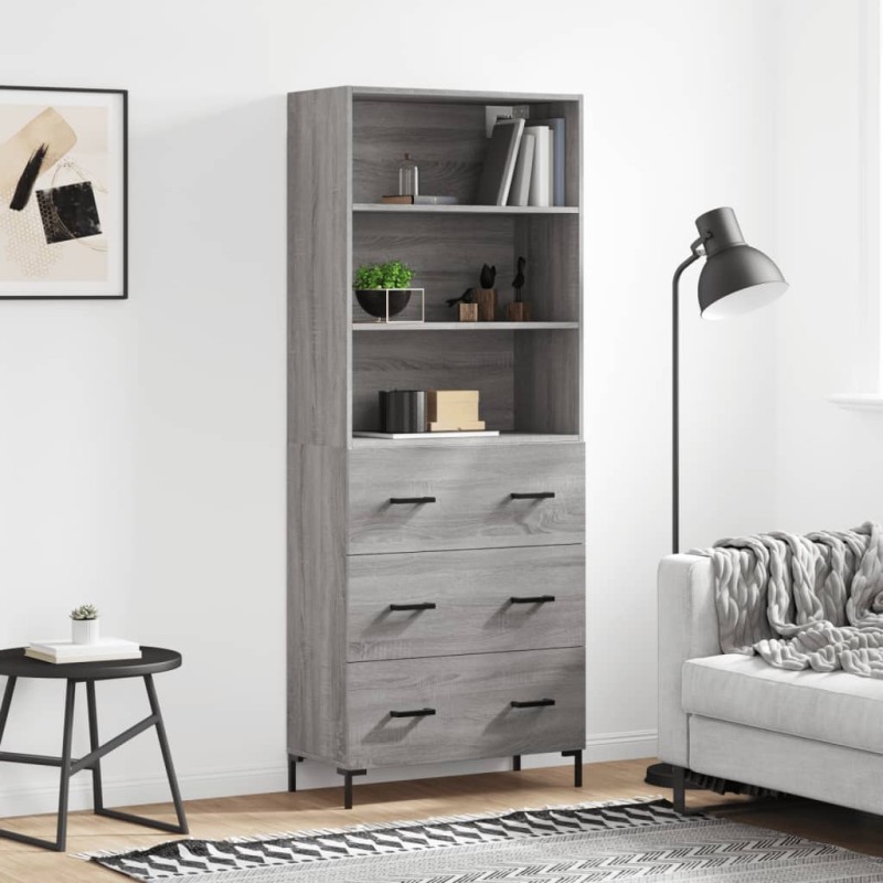 vidaXL Aparador alto madera contrachapada gris sonoma 69,5x34x180 cm vidaXL Aparador alto madera contrachapada gris sonoma 69,5x34x180 cm