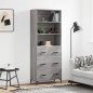 vidaXL Aparador alto madera contrachapada gris sonoma 69,5x34x180 cm vidaXL Aparador alto madera contrachapada gris sonoma 69,5x34x180 cm