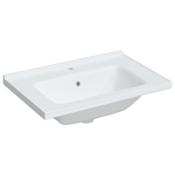 vidaXL Lavabo de baño rectangular cerámica blanco 71x48x19,5 cm