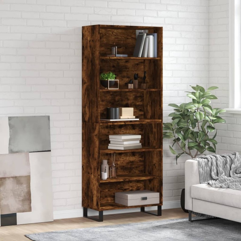 vidaXL Aparador alto madera ingeniería roble ahumado 69,5x32,5x180 cm