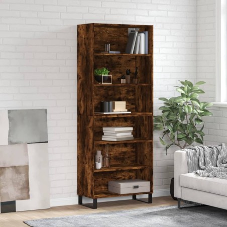 vidaXL Aparador alto madera ingeniería roble ahumado 69,5x32,5x180 cm