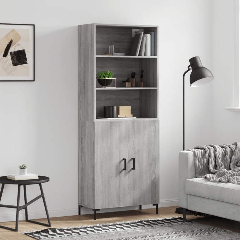vidaXL Aparador alto madera contrachapada gris sonoma 69,5x34x180 cm vidaXL Aparador alto madera contrachapada gris sonoma 69,5x34x180 cm