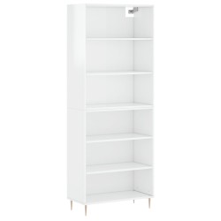vidaXL Aparador alto madera ingeniería blanco brillo 69,5x32,5x180 cm