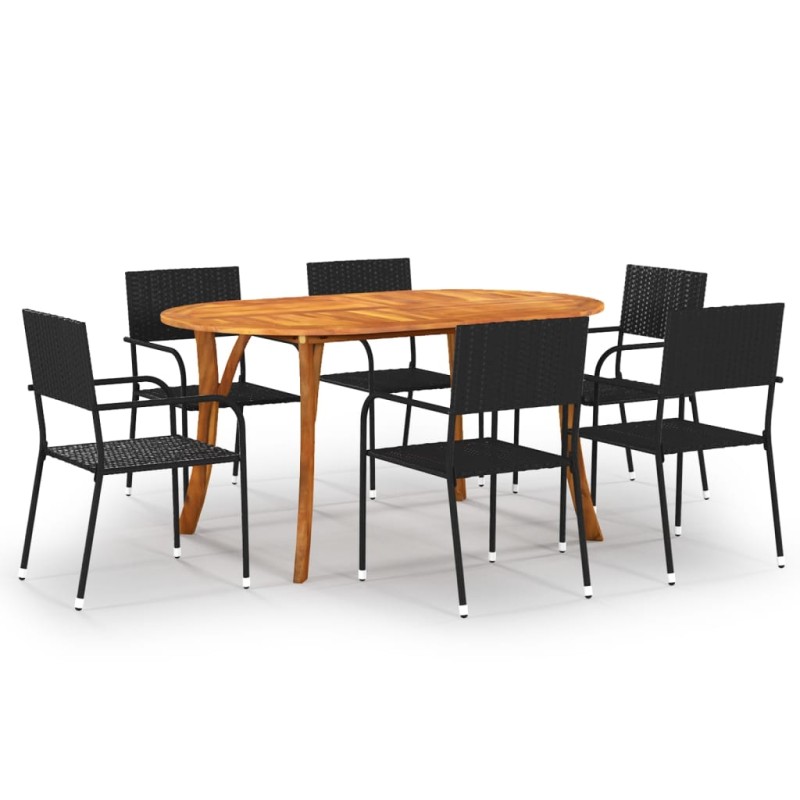 vidaXL Juego de comedor de jardín 7 piezas negro vidaXL Juego de comedor de jardín 7 piezas negro